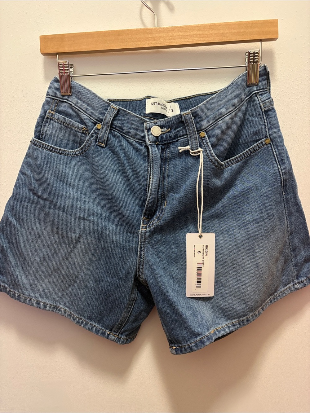 Just Black Faded Blue High-Rise Denim Shorts
